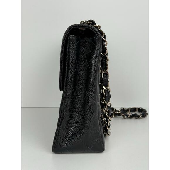 Chanel Jumbo Classic Flap Bag Black Caviar Leather Silver Hardware B-5 - Picture 4 of 16